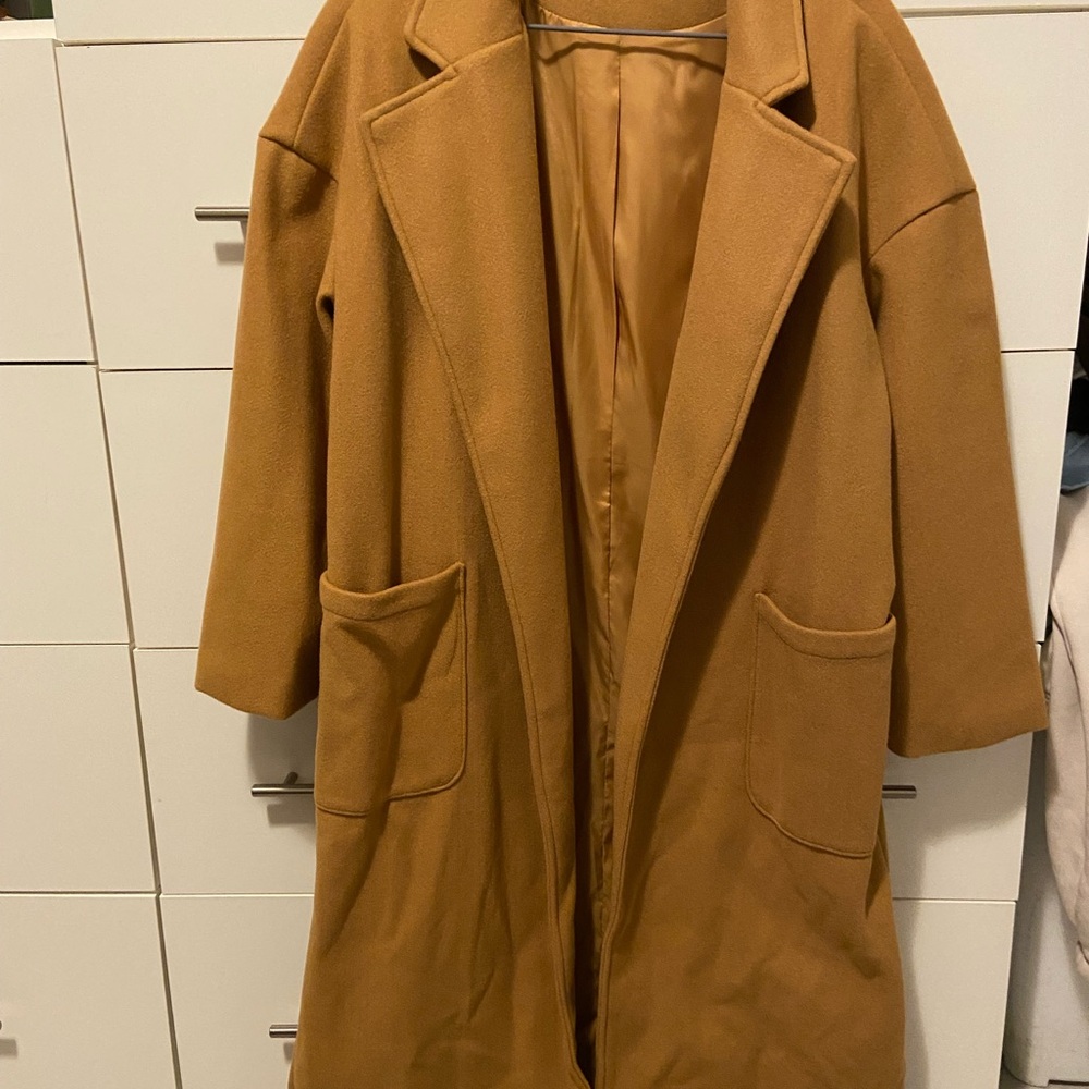 SHEIN Camel Longline Coat